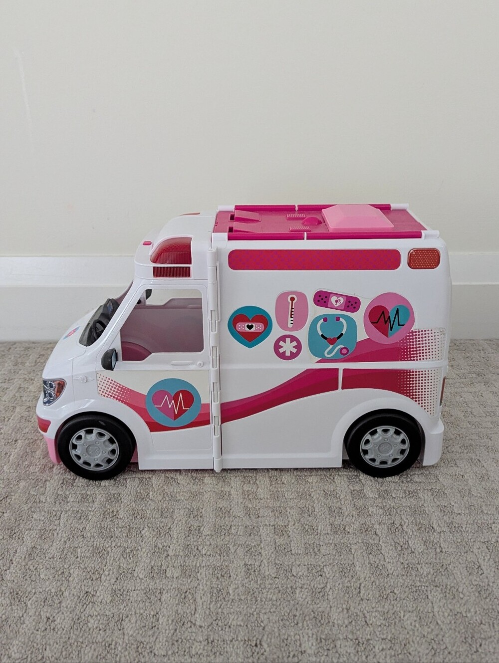 Barbie Care Clinic Vehicle Playset, Ambulance with Rolling Wheels